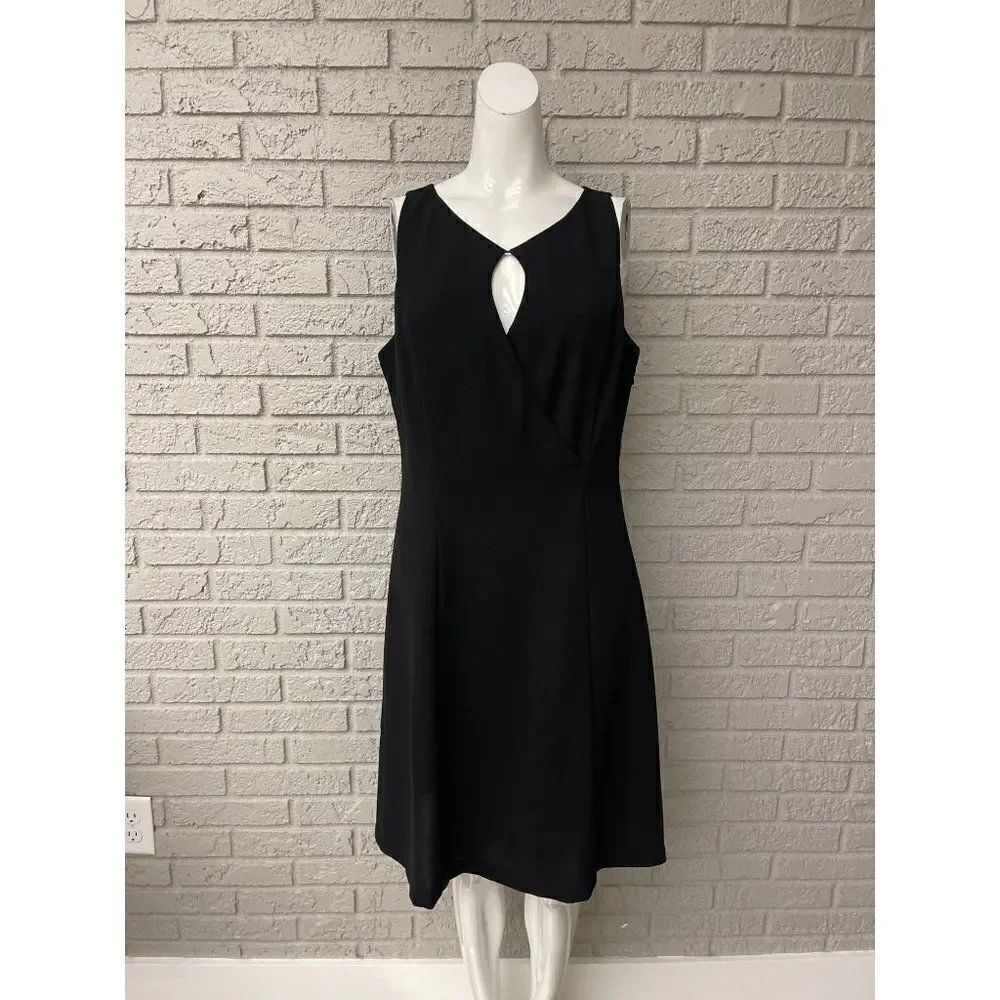 Mario Balthazar Black Sleeveless Front Cut-Out Sheath Dress Size 10 <3